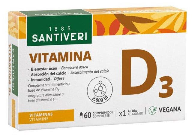 Santiveri Vitamine D3 2000 UI d'origine végétale 60 comprimés