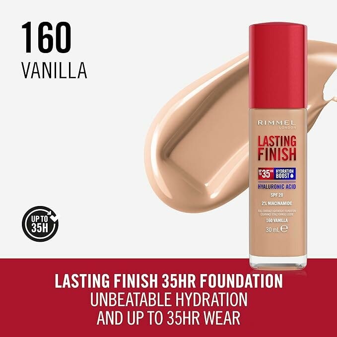 Rimmel Fondotinta Lasting Finish 35h Con Acido Ialuronico 160 Vanilla 30ml