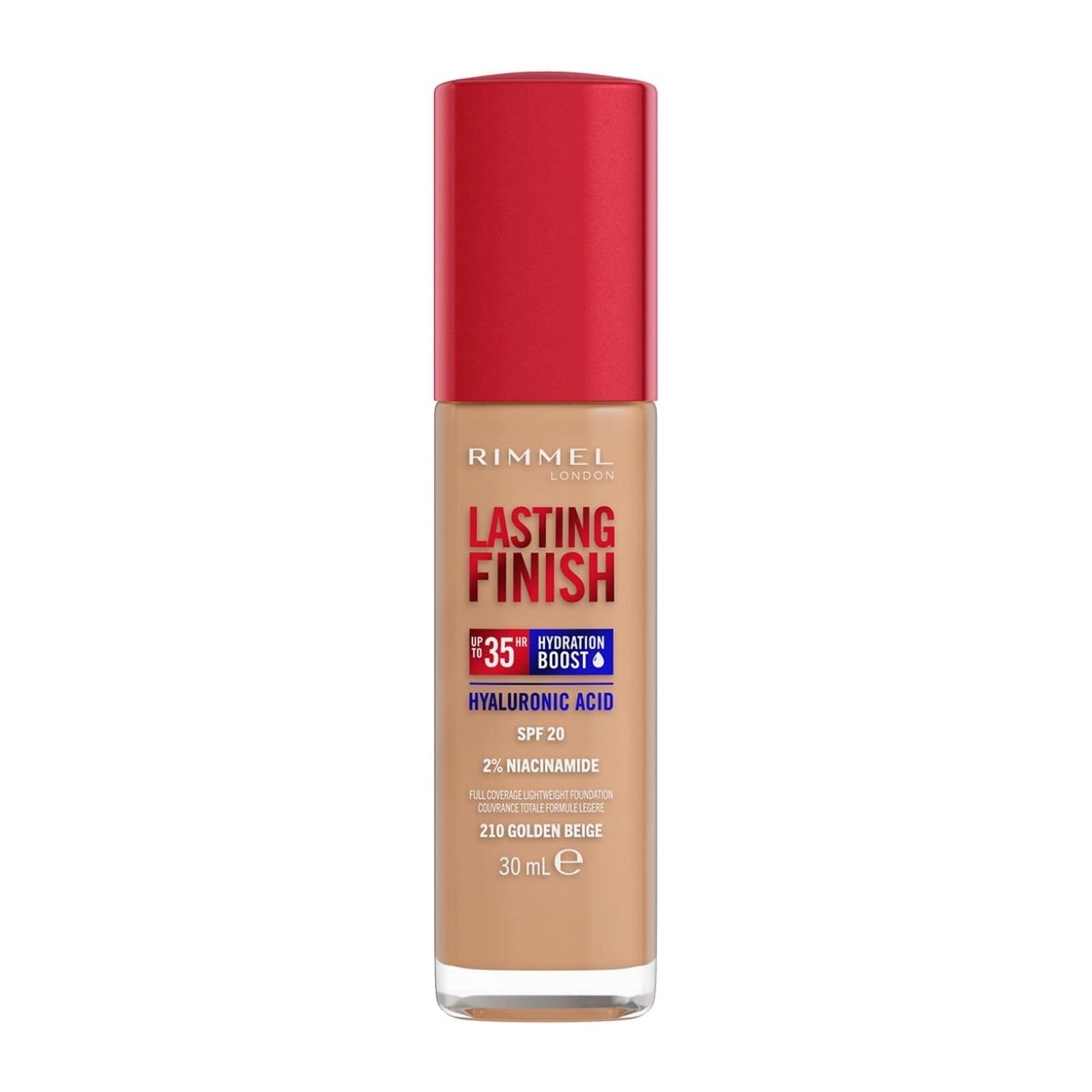 Rimmel Fond de teint Lasting Finish 35h à l'acide hyaluronique 210 Golden Beige 30 ml