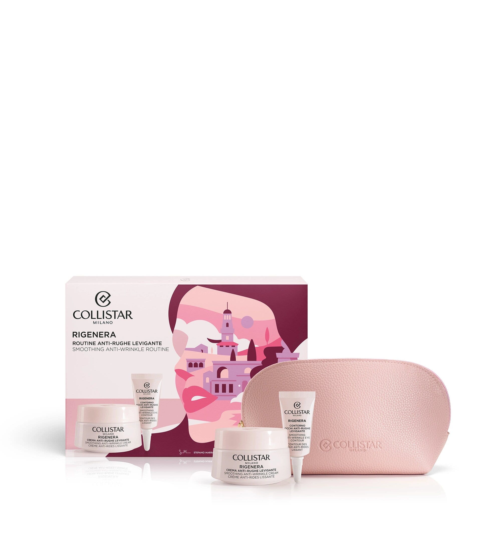 Collistar Cofanetto Crema Viso/Collo 50ml + Contorno Occhi 5ml + Bustina Gocce Magiche + Pochette