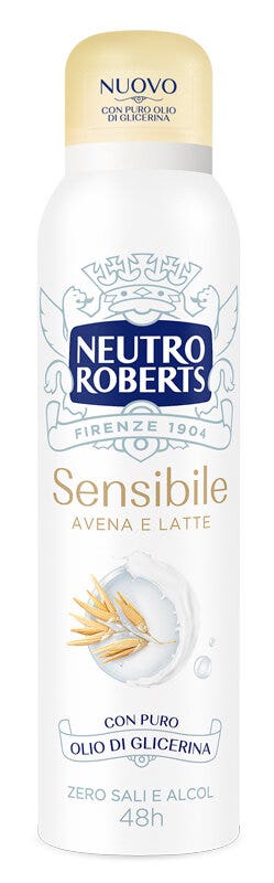 Neutro Roberts Deodorante Spray Pelle Sensibile Zero Sali di Alluminio Zero Alcol 150ml