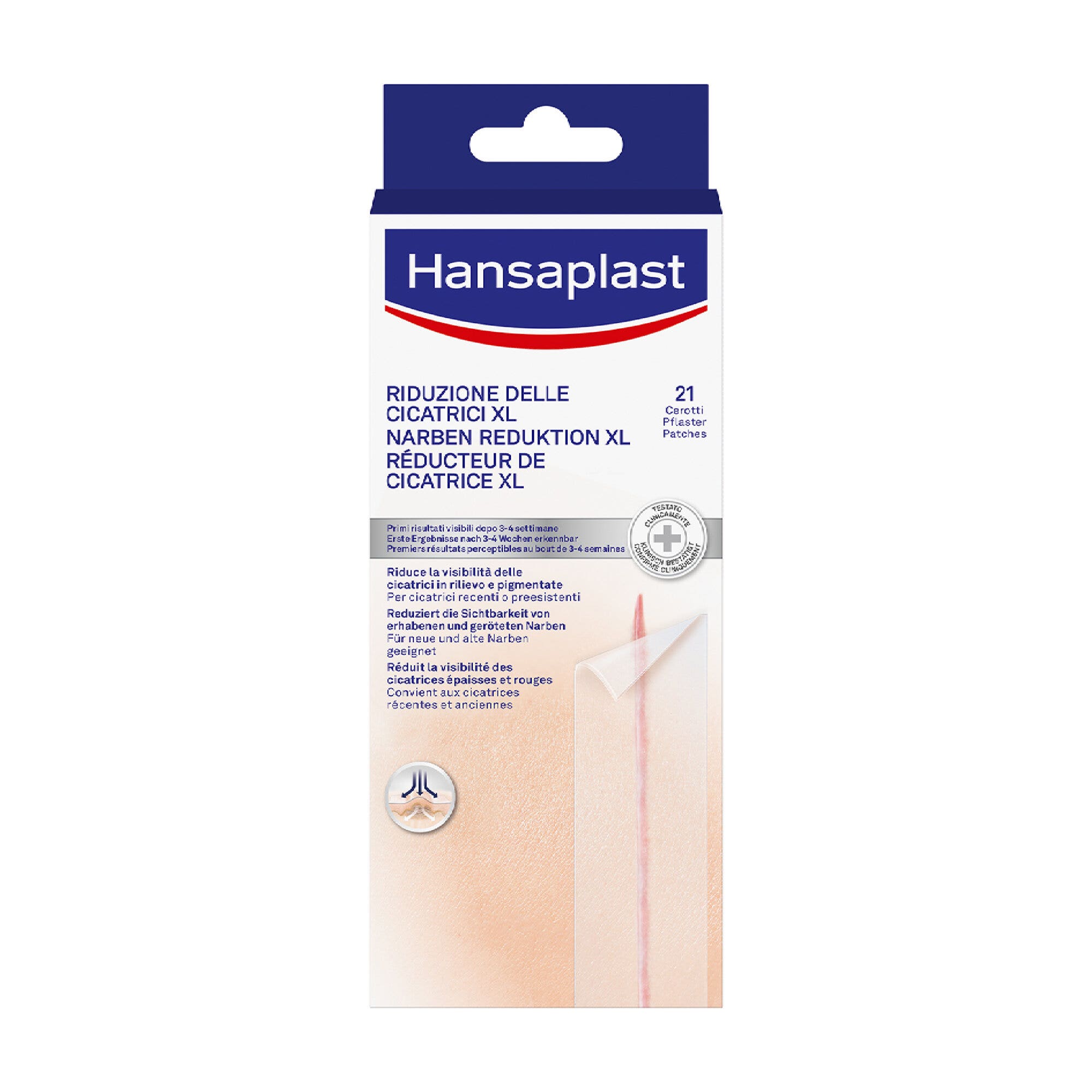 Hansaplast Pansements Réducteurs de Cicatrices XL 21 pièces de 3 x 14,6 cm Pansements pour grandes cicatrices