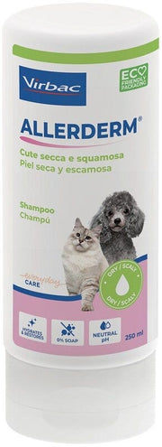 Virbac Allerderm Shampooing pour peau sèche et squameuse, chiens et chats, 250 ml
