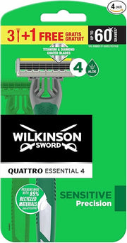 Wilkinson Quattro Essential 4 Sensitive Precision Rasoir à 4 lames x3+1 pièce