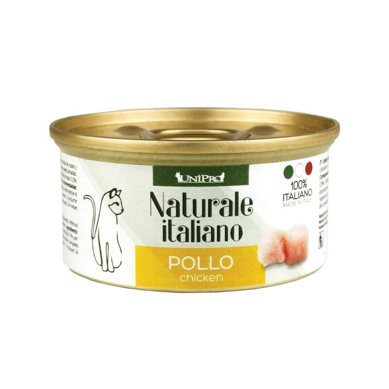 Unipro Naturale Italiano Poulet dans son jus de cuisson, nourriture humide pour chats, 85 g