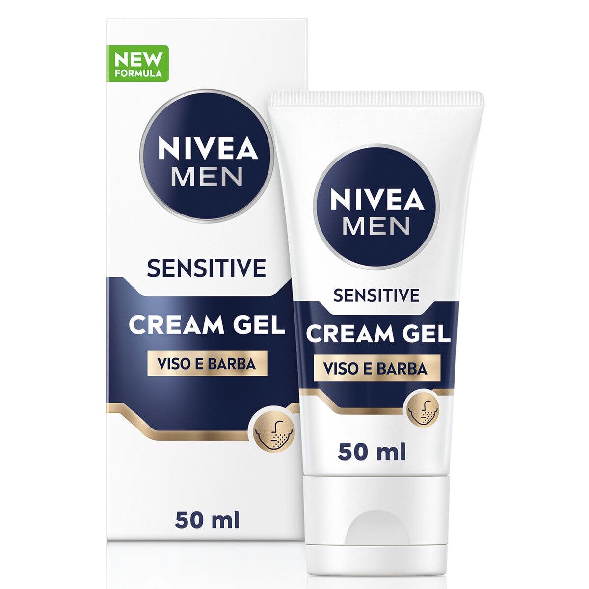 Nivea Men Sensitive Visage et Barbe Gel-Crème Visage pour Homme pour Soulager les Irritations 50 ml