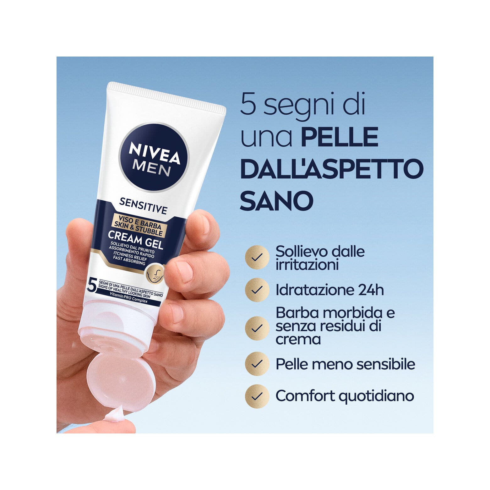Nivea Men Sensitive Visage et Barbe Gel-Crème Visage pour Homme pour Soulager les Irritations 50 ml