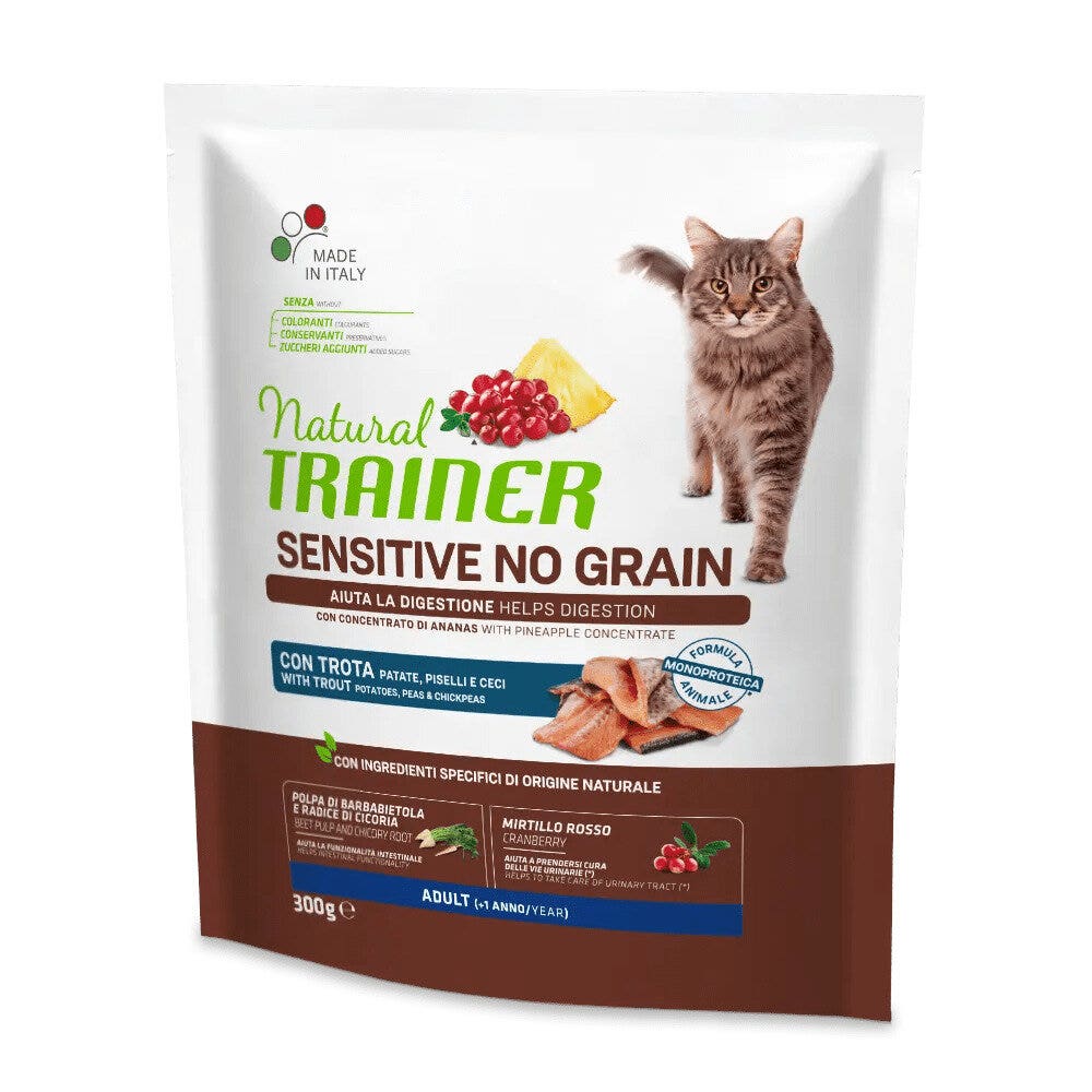 Natural Trainer Sensitive No Grain Adult à la truite pour chats adultes 300 g