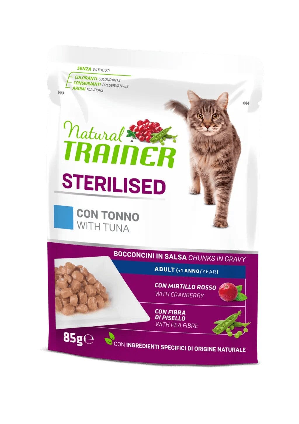 Natural Trainer Chat Stérilisé Adulte au Thon en Morceaux en Sauce 85 g