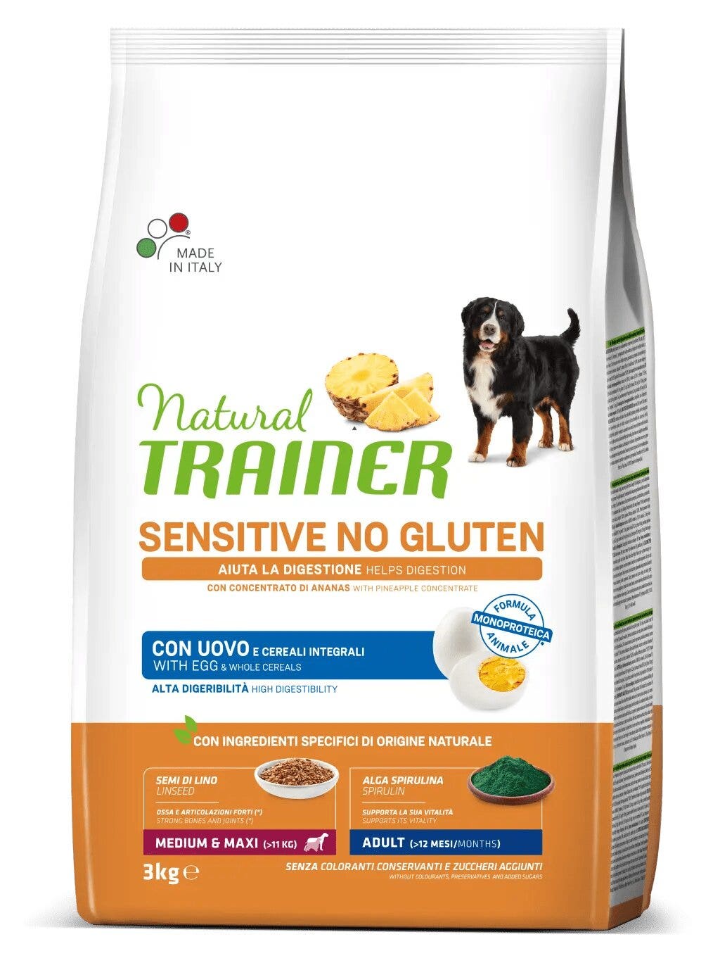 Natural Trainer Chien Sensible Sans Gluten Medium & Maxi Adult aux Œufs 3 kg