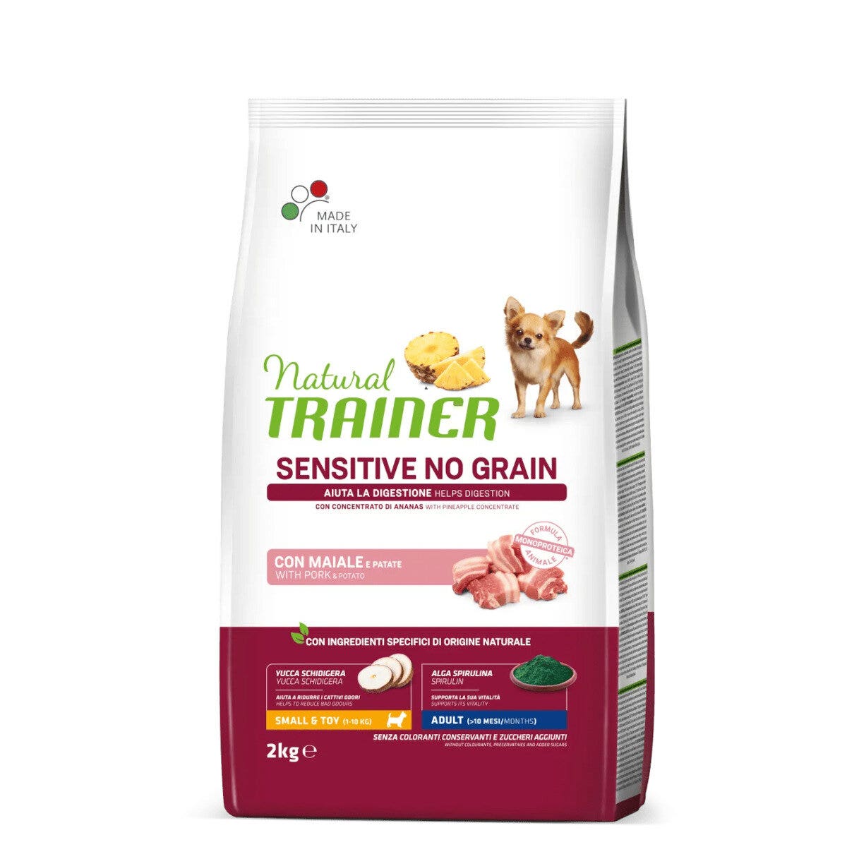 Natural Trainer Sensitive No Grain Small & Toy Adult au porc pour chiens de petite taille 2 kg