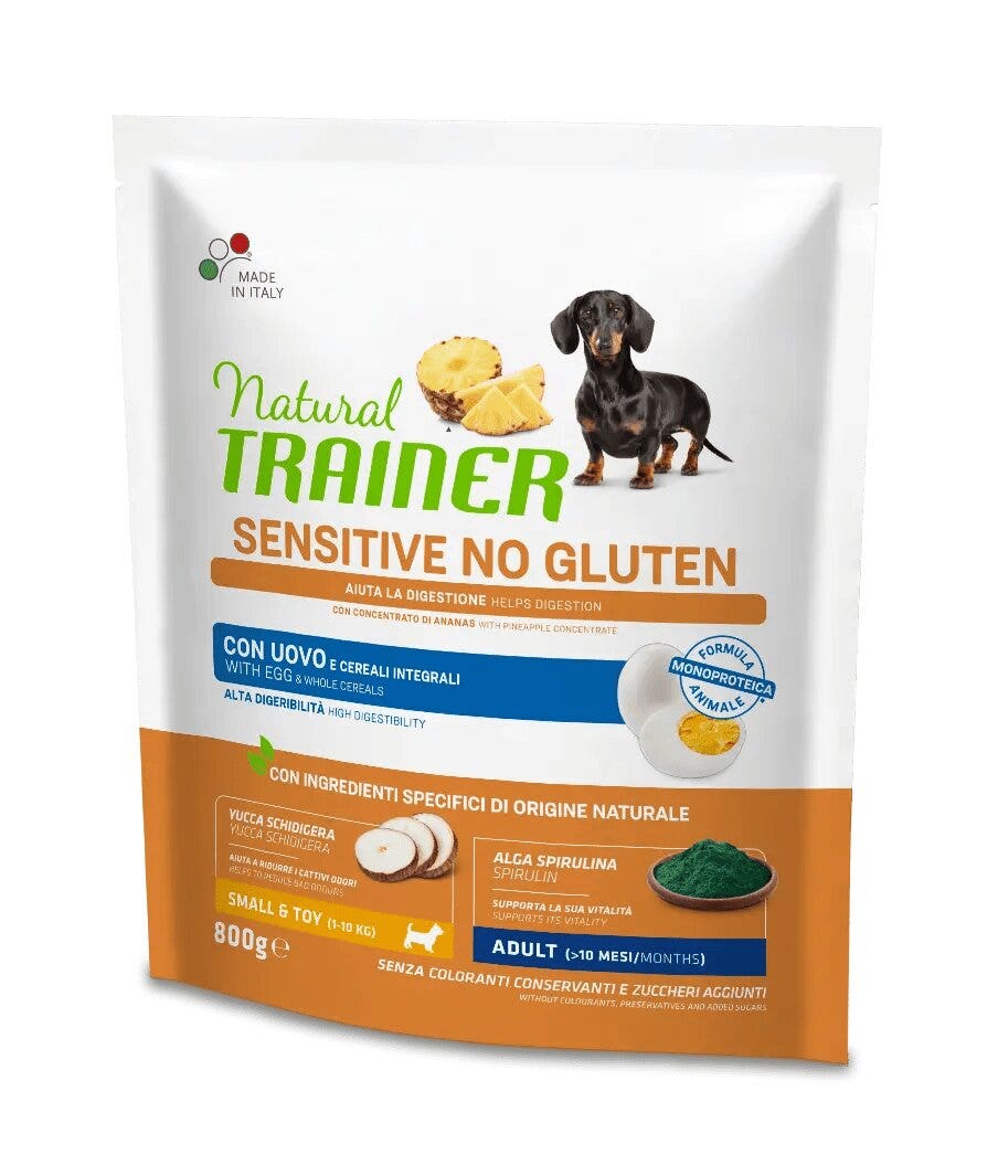 Natural Trainer Chien Sensible Sans Gluten Small & Toy Adult aux œufs et céréales complètes 800 g