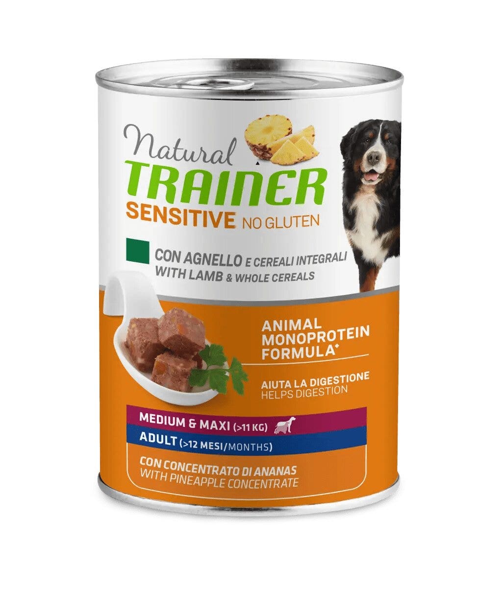 Natural Trainer Chien Sensitive Sans Gluten Medium & Maxi Adult à l'agneau et aux céréales 400 g