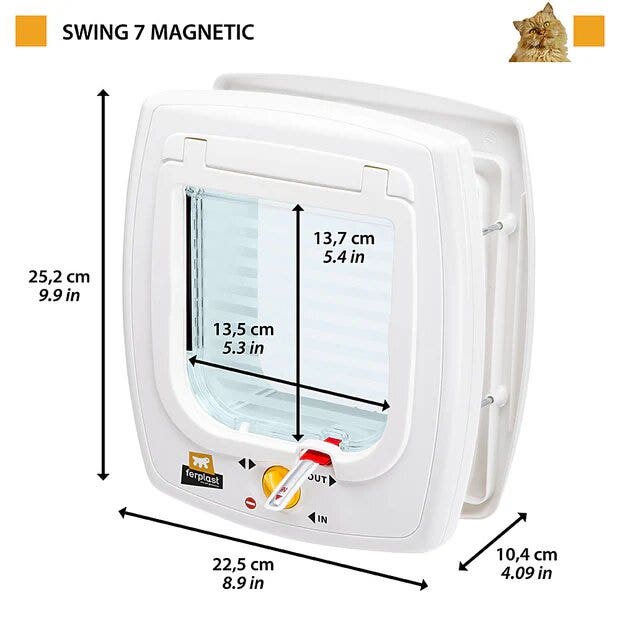 Swing 7 Chatière pour chats avec système magnétique, couleur marron