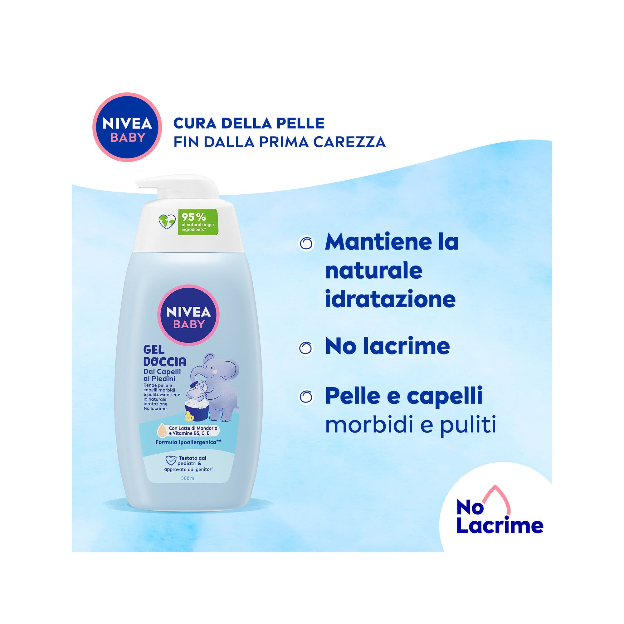 Nivea Baby Gel Doccia Dai Capelli Ai Piedini Detergente Neonato Per Pelle E Capelli Puliti 500ml