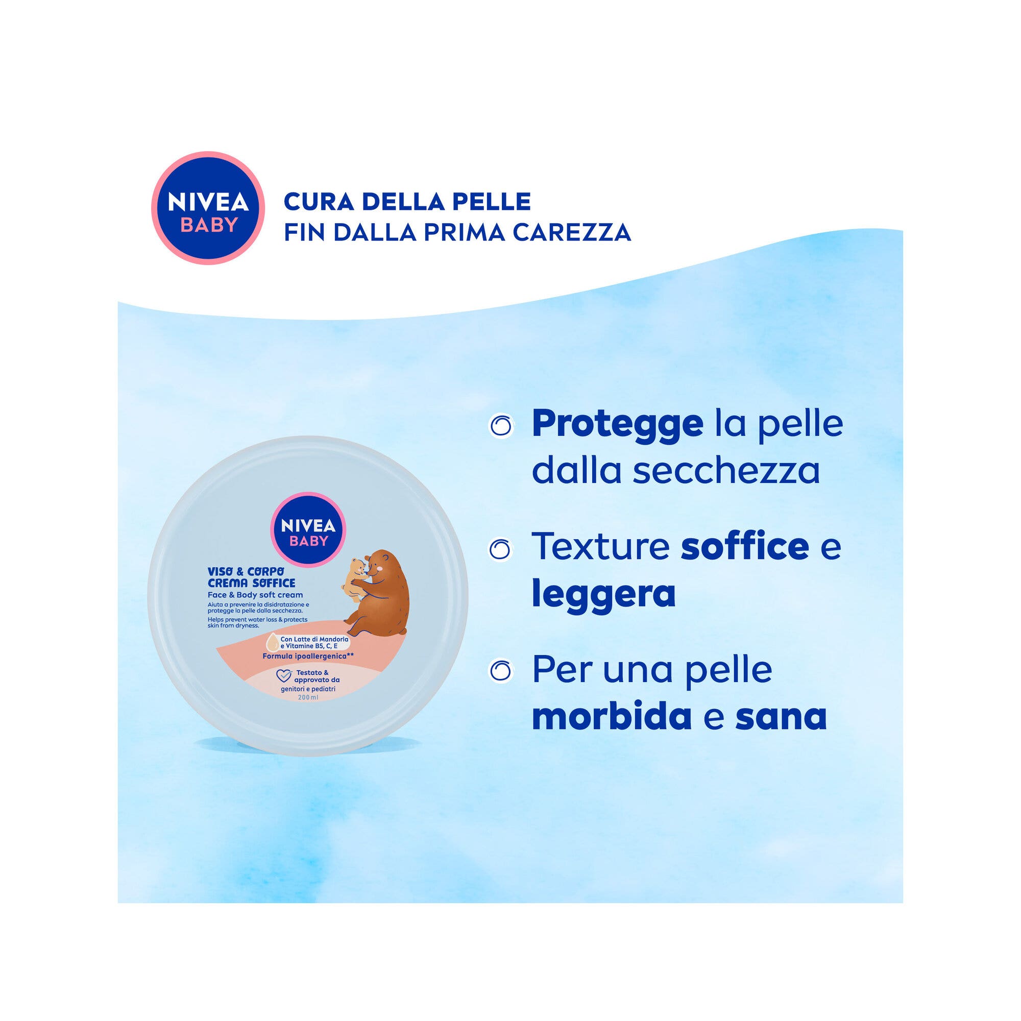 Nivea Baby Visage & Corps Crème Douce pour Enfants, Hydratante et Nourrissante pour le Corps et le Visage 200 ml