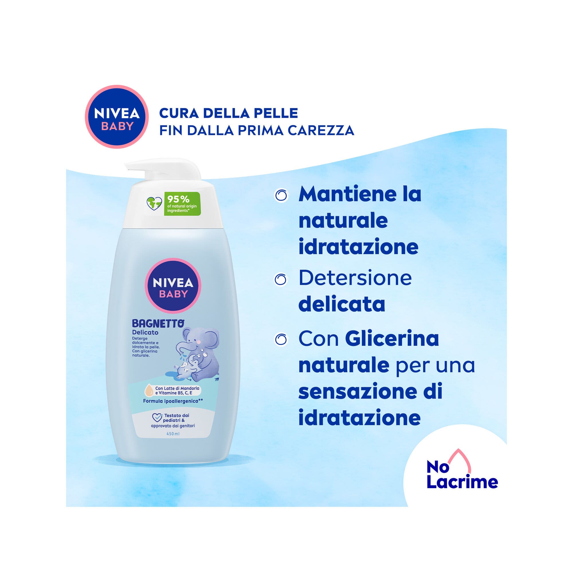 Nivea Baby Bain Doux Nettoyant pour Bébé pour un nettoyage doux et hydratant 450 ml