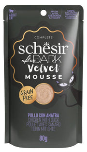 Schesir After Dark Saveur Poulet et Canard en Mousse, nourriture humide pour chats adultes, sachet de 80 g