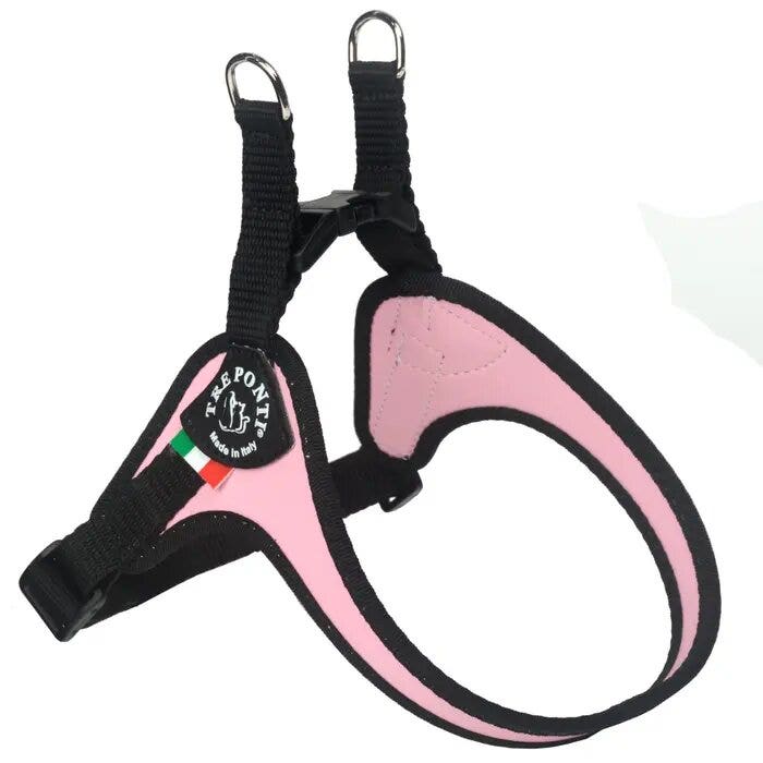 Tre Ponti Pettorina Easy Fit Con Sottopancia Regolabile Bordo Cannetè Rosa Per Cani 4/5kg Taglia 2