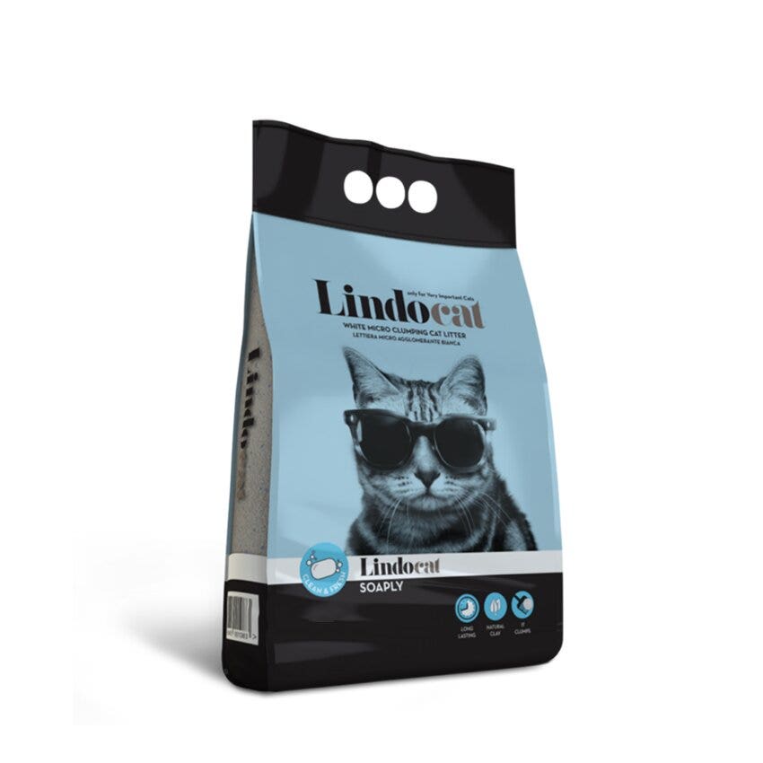 Lindocat Soaply Litière agglomérante pour chats, blanche, parfum de propreté 10 L