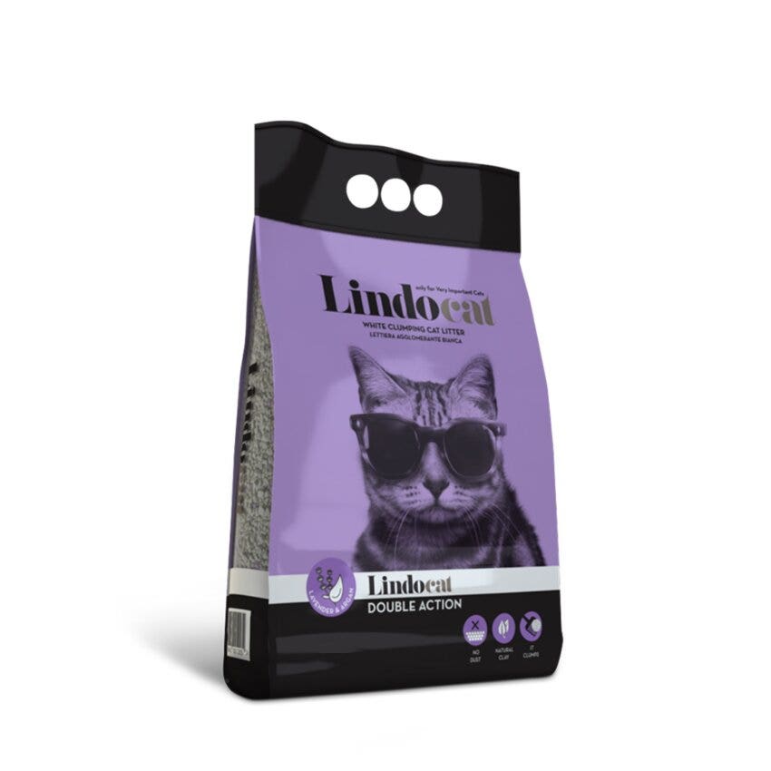 Lindocat Double Action Lettiera Per Gatti Agglomerante Bianca Profumo di Lavanda 5L