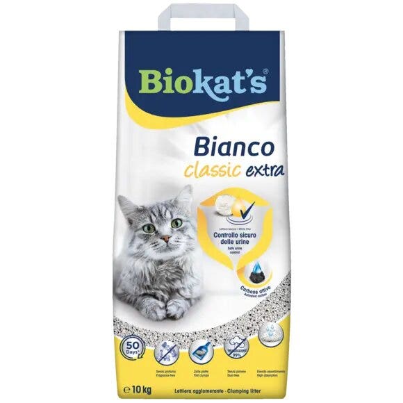 Biokat's Bianco Classic Extra Litière au charbon actif pour chats 10 kg