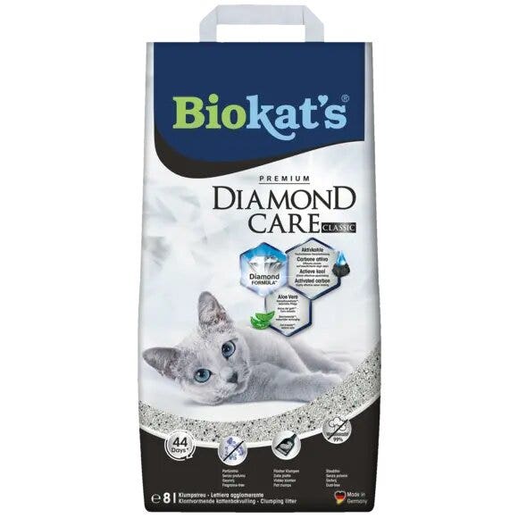 Biokat's Diamond Care Classic Litière au charbon actif naturel pour chats 8 L