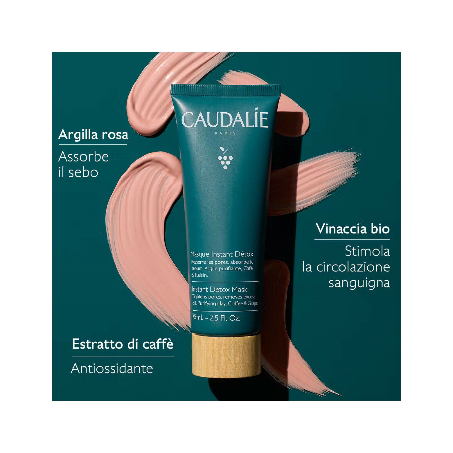 Caudalie Vinoclean Masque Visage Détox Instantané 75 ml
