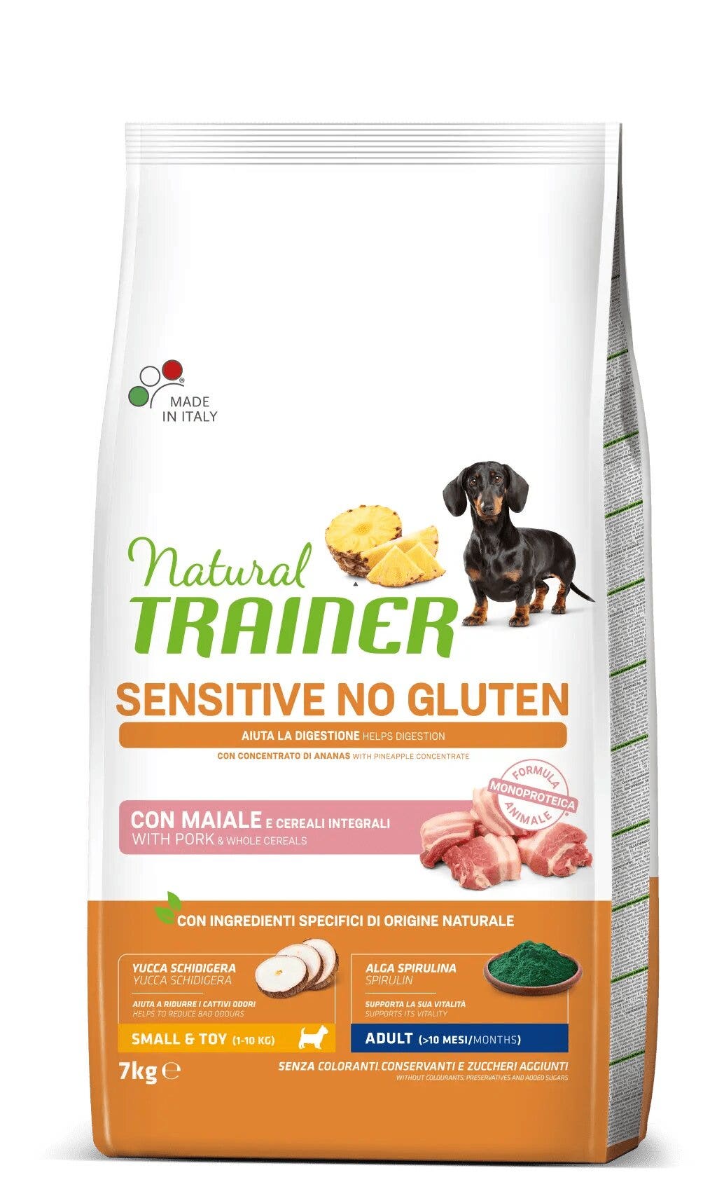 Natural Trainer Cane Sensitive No Gluten Mini Adult au porc 7 kg