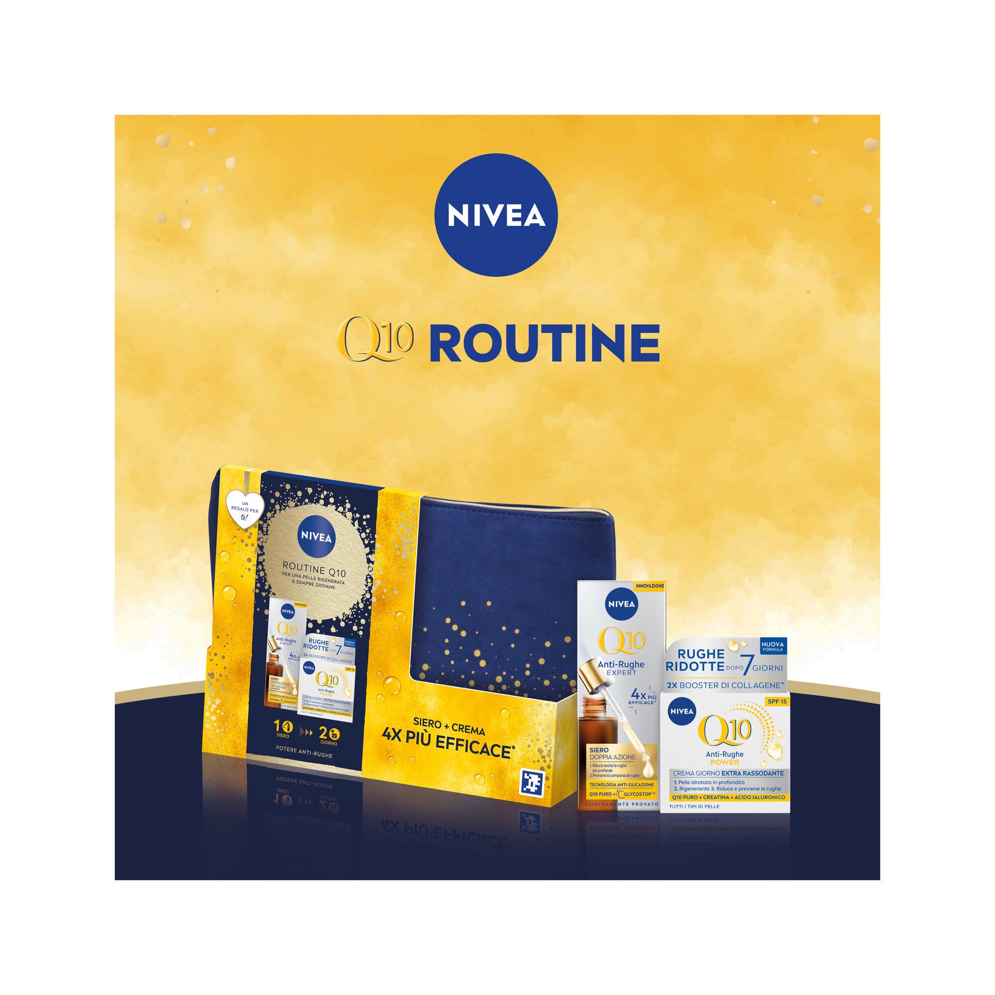 Nivea Routine Q10 Coffret Crème Visage 50 ml + Sérum Visage 30 ml + Trousse de voyage