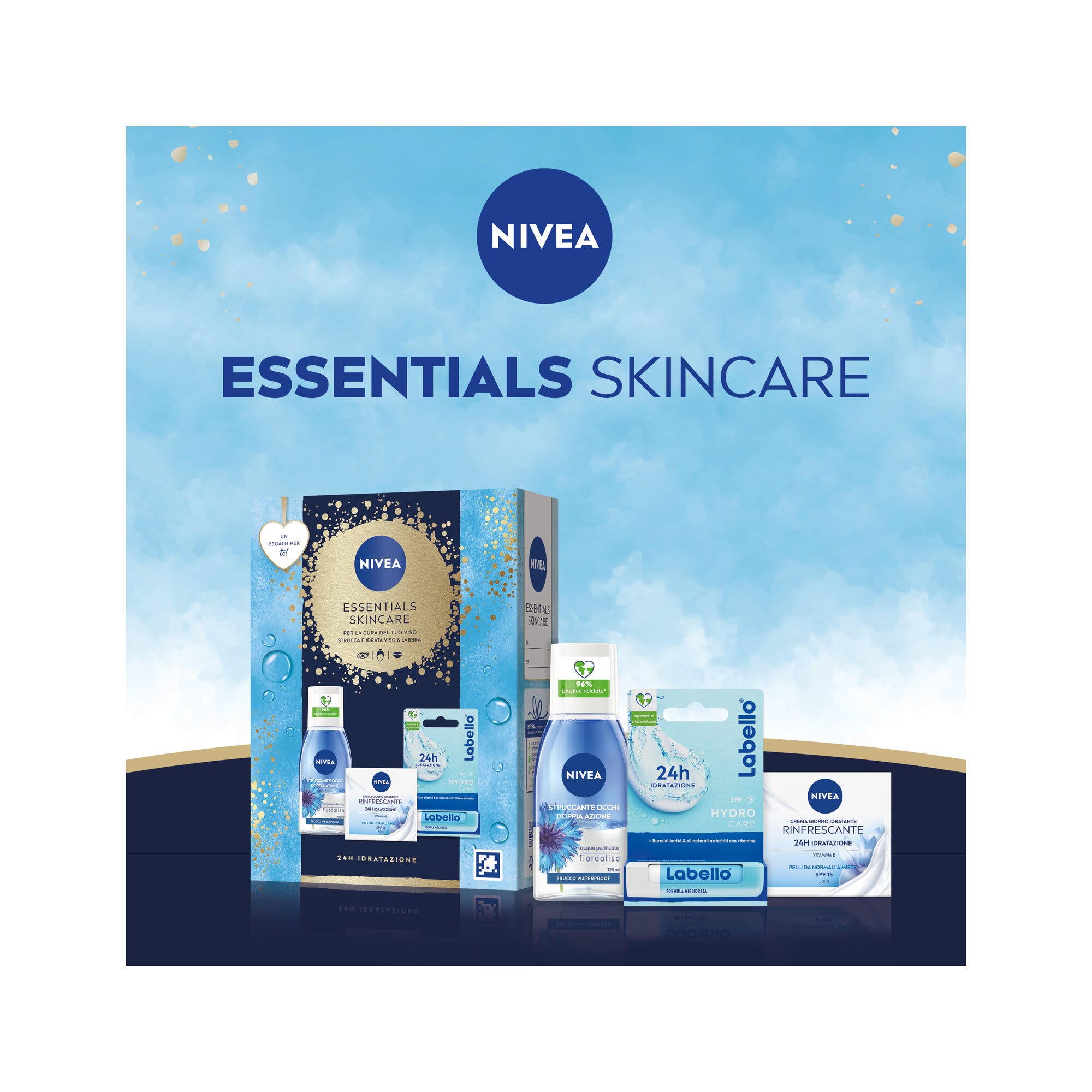 Nivea Coffret Essential Skincare Démaquillant 125 ml + Crème de Jour 50 ml + Labello