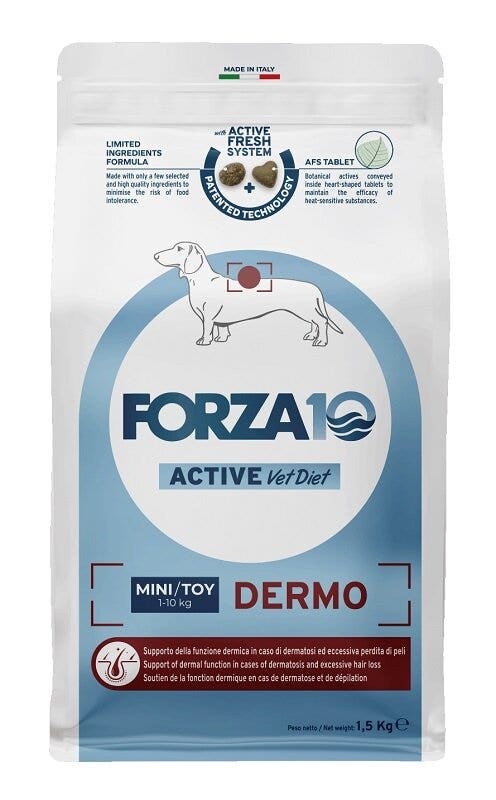 Forza10 Active Vet Diet Dermo Croquettes au Poisson pour Chiens Adultes de Petite Taille 1,5 kg