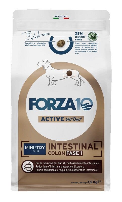 Forza10 Active Vet Diet Intestinal Colon Phase 1 Croquettes au poisson pour chiens adultes 1,5 kg