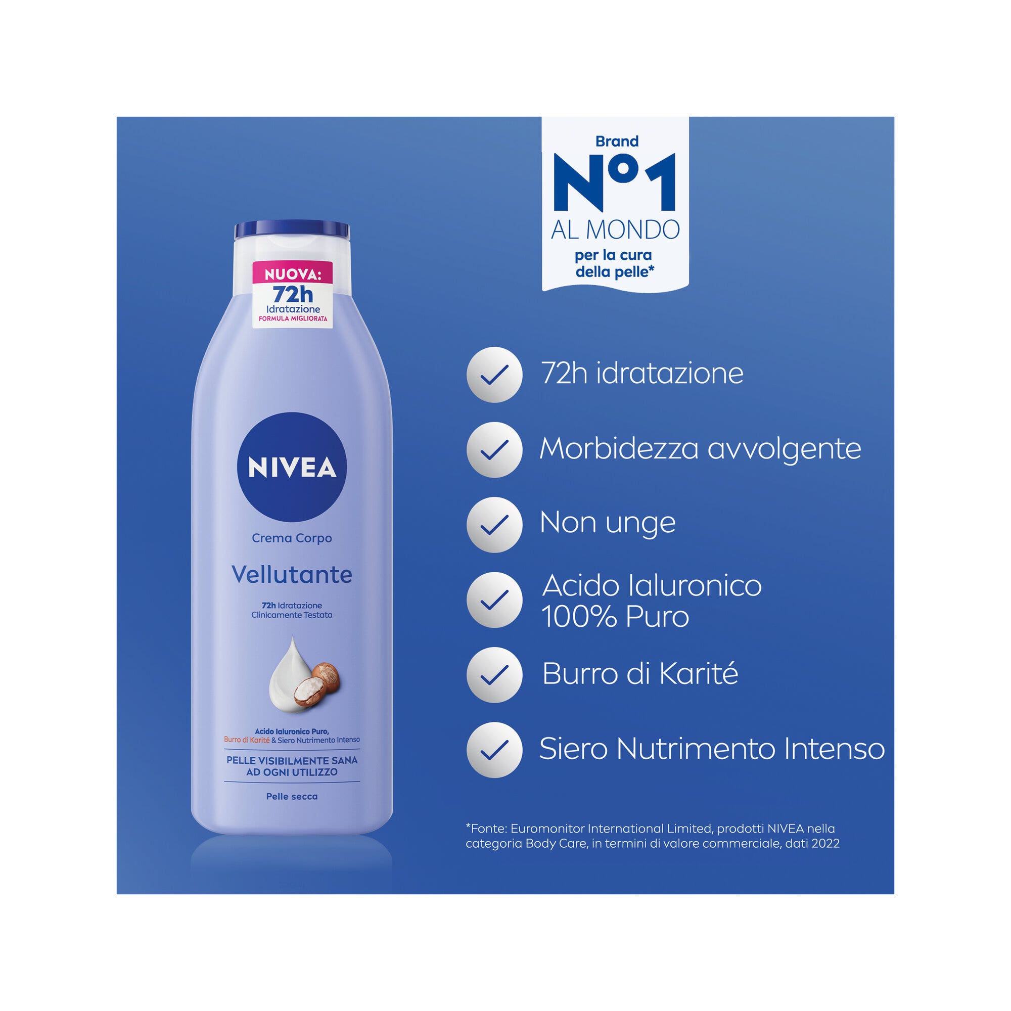 Nivea Crema Corpo Vellutante Crema Corpo Idratante 72 Ore E Vellutante Per Pelle Secca 250ml