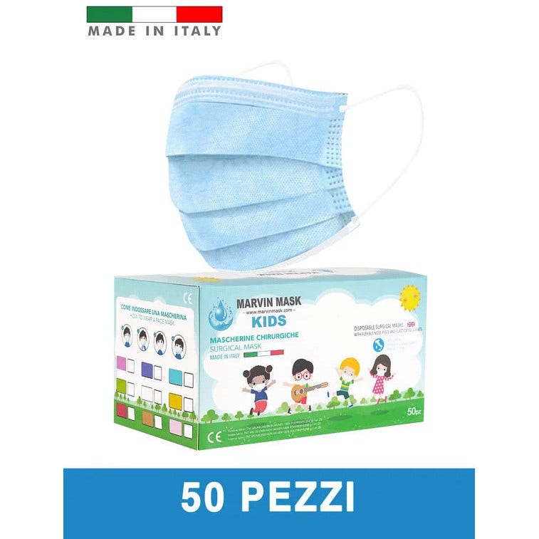 Masques chirurgicaux jetables pour enfants Marvin, 50 pièces