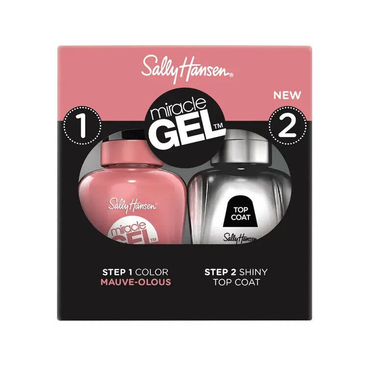 Sally Hansen Miracle Gel Duo Pack Top Coat + Vernis à ongles couleur 920 Mauve-Olous
