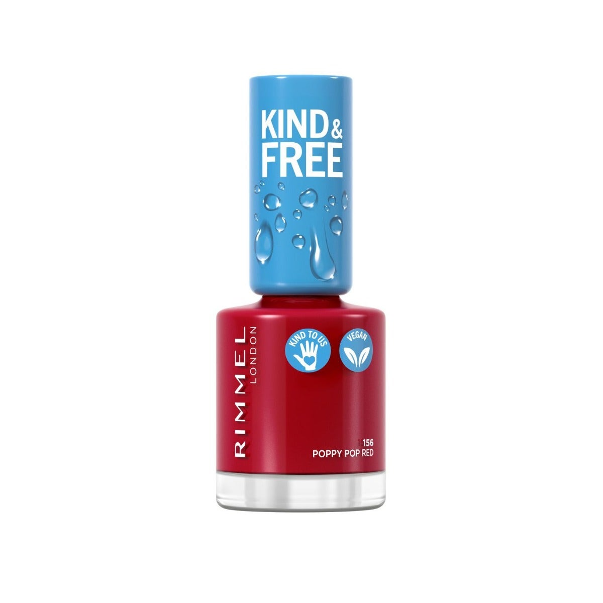 Rimmel Kind & Free Vernis à ongles à base naturelle, teinte 156 Poppy Pop Red, 8 ml