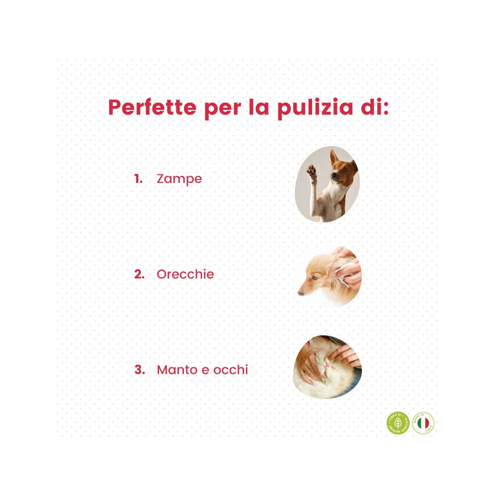 Lingettes biodégradables Italian Pet à la chlorhexidine pour chiens/chats 15 x 19 cm, 50 pièces