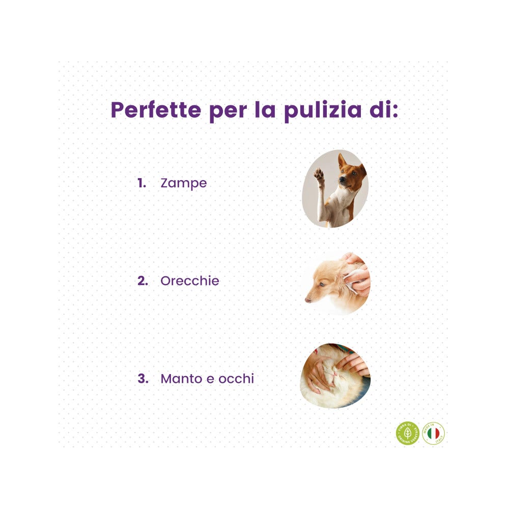 Lingettes biodégradables Italian Pet à l'aloe vera/lavande pour chiens/chats 20 x 30 cm, 50 pièces