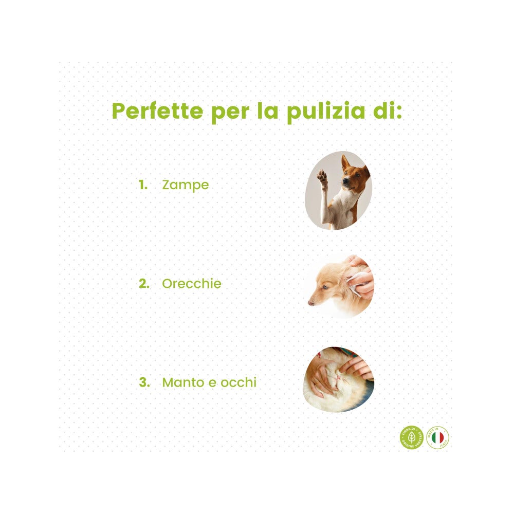 Lingettes biodégradables Italian Pet à l'huile de neem pour chiens/chats 20 x 30 cm, 50 pièces