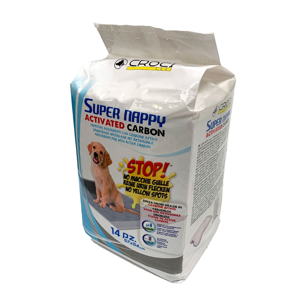 Croci Super Nappy Tapis hygiéniques au charbon actif pour chiens 14 pièces 57 x 54 cm