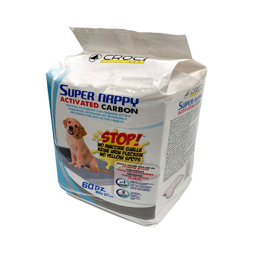 Croci Super Nappy Tapis hygiéniques au charbon actif pour chiens, 60 pièces, 84 x 57 cm