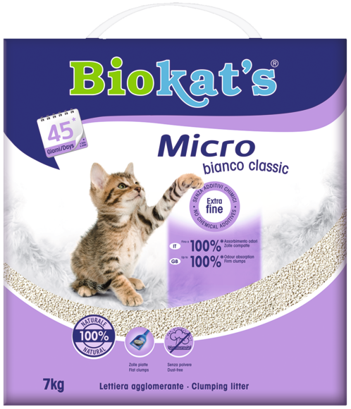 Biokat's Micro Bianco Classic Litière en argile naturelle pour chats 7 kg