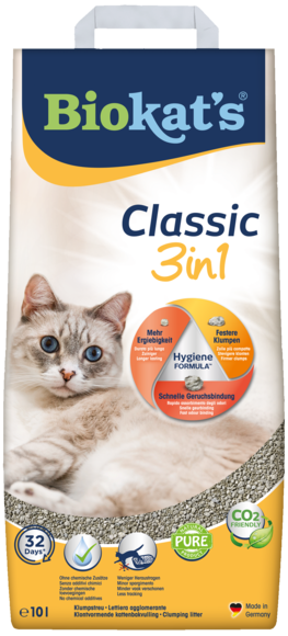 Biokat's Natural Classic 3 en 1 Litière en argile naturelle pour chats 10 kg