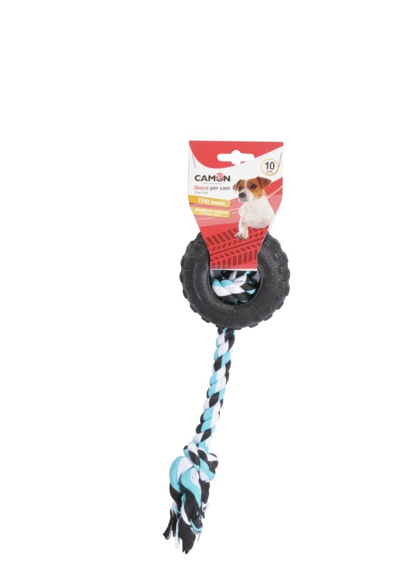 Camon Jouet pour chiens en mousse TPR avec corde en coton 15 cm