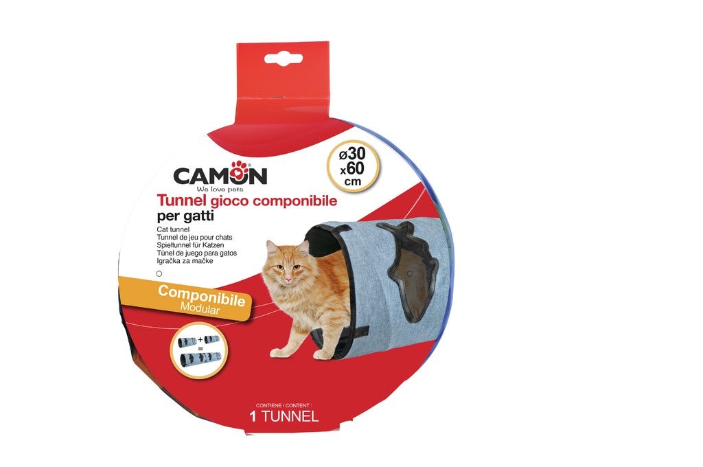 Camon Tunnel modulable pour chats 30 x 60 cm