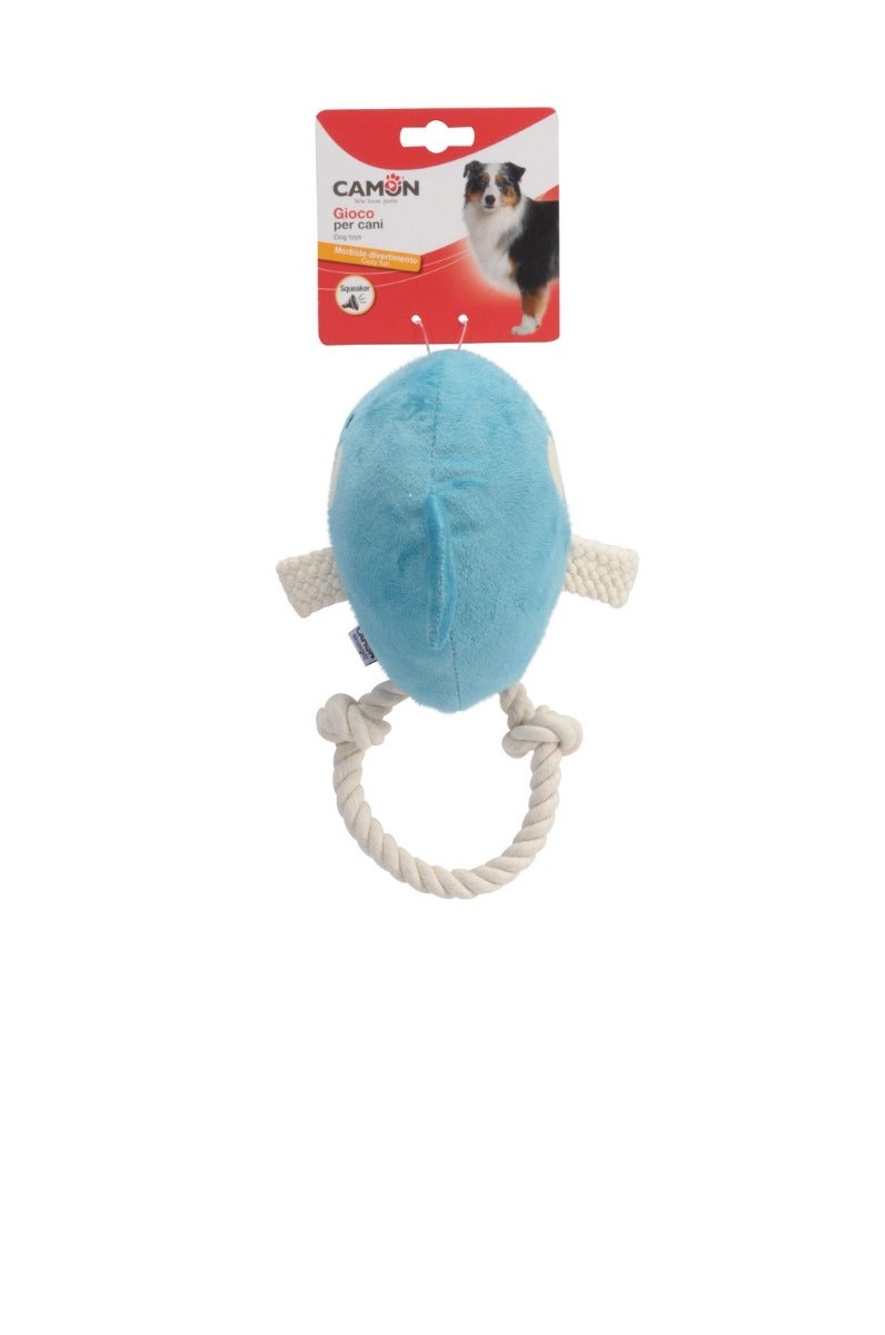 Camon Jouet pour chiens en peluche en forme de baleine avec couineur et corde