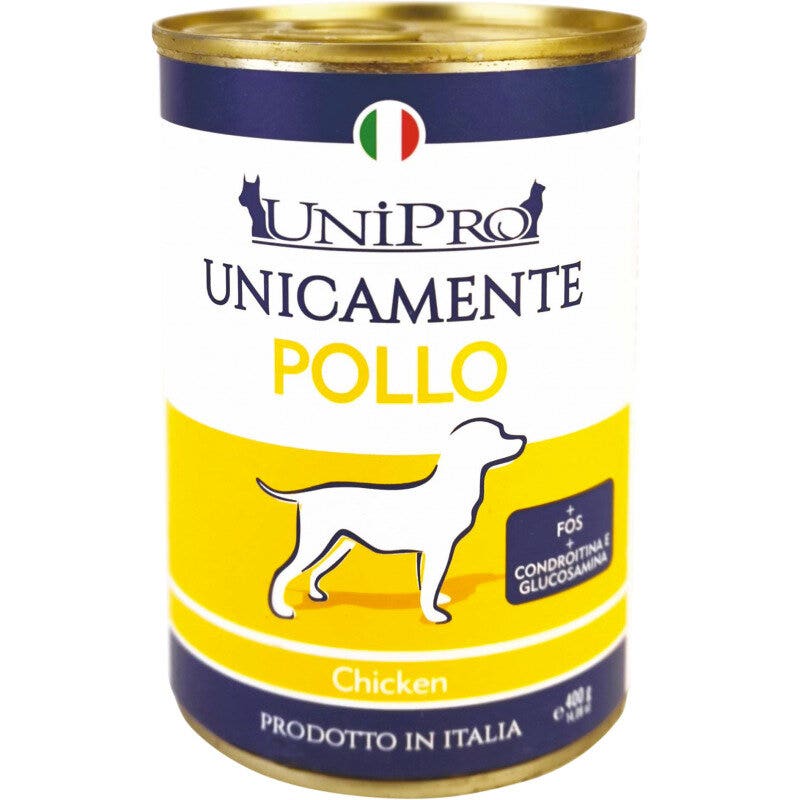 Unipro Unicamente Poulet Nourriture humide pour chiens adultes Pot de 400 g