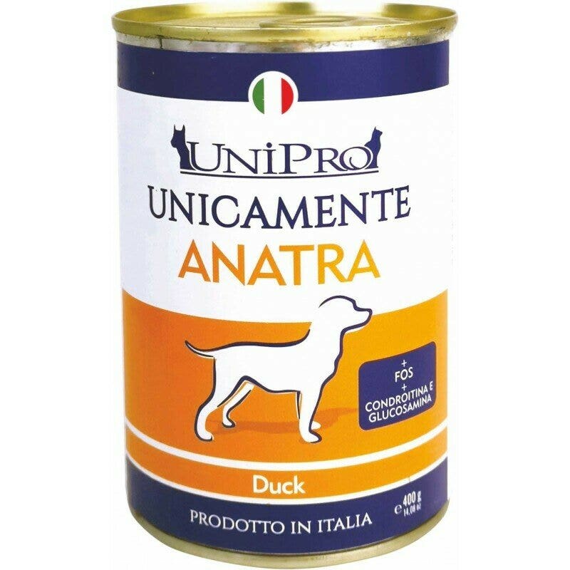 Unipro Uniquement Canard, nourriture humide pour chiens adultes, boîte de 400 g