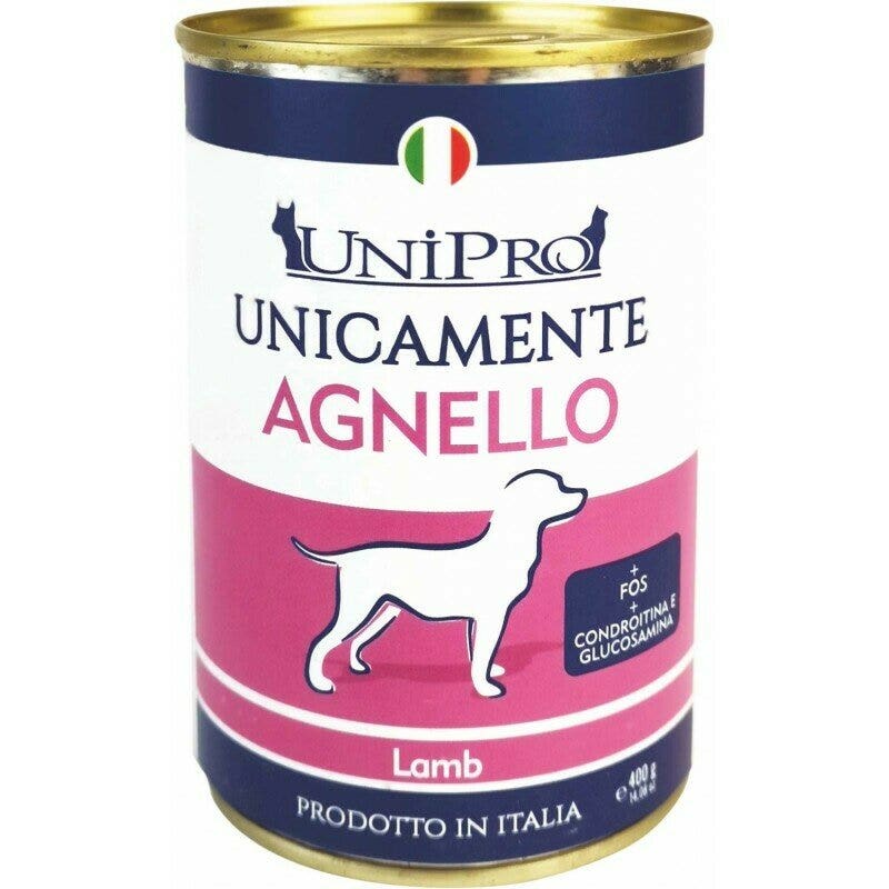 Unipro Unicamente Agneau Nourriture humide pour chiens adultes Boîte 400 g